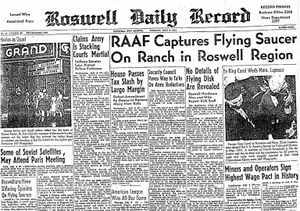 1ª Página do Roswell Daily Record em 08/07/1947